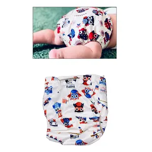 Safe-O-Kid Reusable Baby Cloth Diaper Washable Pocket Nappy with Adjustable Snap Buttons White & Blue