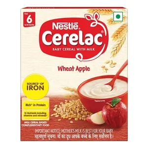 Nestle Cerelac Baby Cereal with Milk Wheat Apple Stage 1 From 6 to 24 Months Source of Iron & Protein 300g