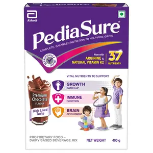 Pediasure Health & Nutrition Premium Chocolate Drink Powder 400g Refill pack Complete & Balanced Nutrition for Kids Growth Supports Weight & Height Gain Immune Function & Brain Development-