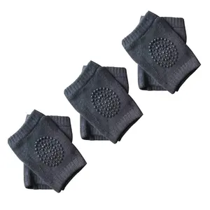 SAFE-O-KID- Pack of 3- Crawling Baby Toddler Infant Anti-Slip Elbow and Knee Pads/Guards-Dark Grey