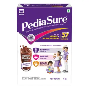 Pediasure Health & Nutrition Premium Chocolate Drink Powder 1Kg Refill pack Complete & Balanced Nutrition for Kids Growth Supports Weight & Height Gain Immune Function & Brain Development