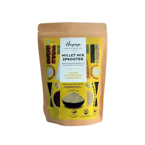 Hapup Millet Mix Sprouted - Multigrain Porridge/Cereal (Ragi Jowar Bajra Foxtail & More / No Preservatives Added Sugars & Artificial Flavor) - 250 Gm