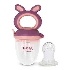 LuvLap Silicone Food/Fruit Nibbler with Extra Mesh Soft Pacifier/Feeder Teether for Baby Infant Bunny Violet & Pink