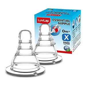 Luvlap Essential Teat/Nipple for Slim Neck Bottle 2pcs Variable Flow 9m+