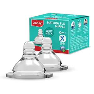 Luvlap Anti-Colic Natura Flo Teat/Nipple for Wide Neck Bottle 2pcs Variable Flow 9m+