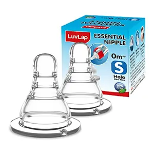 Luvlap Anti-Colic Essential Teat/Nipple for Slim Neck Bottle 2pcs Slow Flow 0m+
