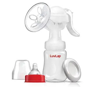 LuvLap Manual Breast Pump 3 Level Suction Adjustment 2pcs Breast pads free Soft & Gentle BPA Free
