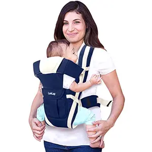 LuvLap Elegant Baby Carrier with 4 carry positions Baby carrier for 4 to 24 months baby Adjustable New-born to Toddler Carrier with cushioned leg support Max weight Up to 15 Kgs (Dark Blue)
