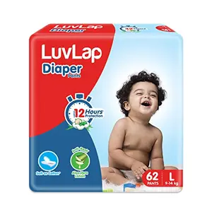 LuvLap Baby Diaper Pants L Size (Large) Pack of 62 Count For babies of 9-14 kg with Aloe Vera Lotion for rash protection with upto 12Hr protection