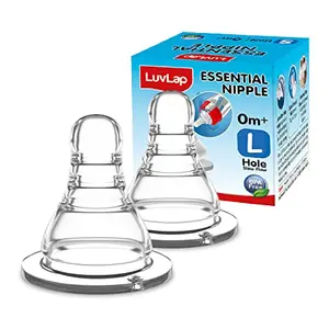 Luvlap Essential Teat/Nipple for Slim Neck Bottle 2pcs Fast Flow 6m+