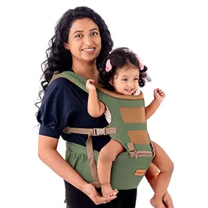 LuvLap Royal Hip Seat Baby Carrier with 4 Carry Positions Baby Carrier with Hip seat for 6 to 24 Months Baby Adjustable New-Born to Toddler Carrier Max Weight Up to 15 Kgs (Green)