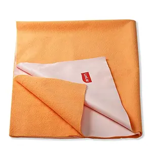 LuvLap Instadry Extra Absorbent Quick Dry Sheet for baby Baby Bed Protector Waterproof baby sheet - Orange 0m+ - Large 100 x 140cm