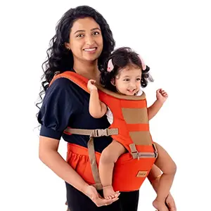 LuvLap Royal Hip Seat Baby Carrier with 4 Carry Positions Baby Carrier with Hip seat for 6 to 24 Months Baby Adjustable New-Born to Toddler Carrier Max Weight Up to 15 Kgs (Orange)