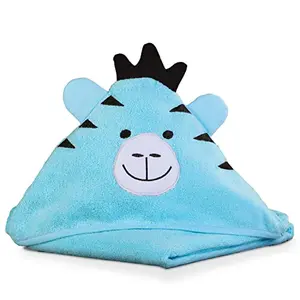 LuvLap Hooded Baby Bath Towel for New Born Super Soft Made with Super Soft and Highly Absorbent 100% Zero Twist Cotton Can be Used for Baby Swaddling (Aqua Blue Zebra)