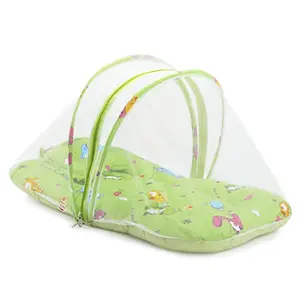 LuvLap Baby Bed with Thick Mattress Mosquito Net with Zip Closure & Neck Pillow Baby Bedding for New Born 0M+ Dino Print Baby Sleeping Bed of 78x45x40cm Size (Multicolour)