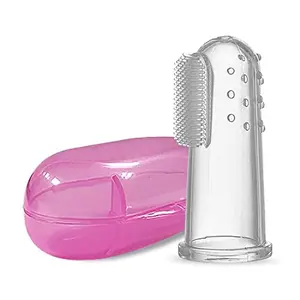 LuvLap Baby Silicone Finger ToothBrush with case for Easy Cleaning Massaging and Soothing Gums Oral Hygiene