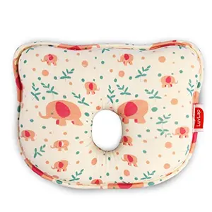 LuvLap Memory Foam Baby Head Shaping Pillow Baby Pillow for Preventing Flat Head Syndrome 25 cm X 21 cm X 4.2 cm 0m+ Bunny Shape Floral Print (Pink)
