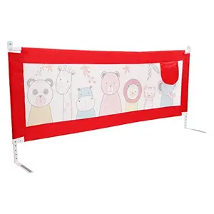 Luvlap Comfy Baby Bed Rail Guard for Baby (6 ft x 2.3 ft) 180cmx72cm Bed Rails for Baby & Toddler Safety Portable Baby Bed Fence Adjustable Height Single Side Bed Rail for Baby Printed Red New