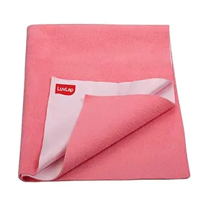 LuvLap Instadry Extra Absorbent Quick Dry Sheet for Baby Baby Bed Protector Waterproof Baby Sheet - Salmon Rose 0m+ - Large 100 x 140cm