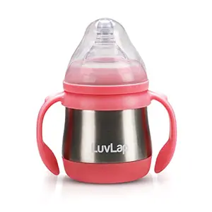 Luv Lap LuvLap Steel Feeding Baby Bottle BPA Free Anti Colic Made of SS304 Steel Handle 3M+ - 240 ml
