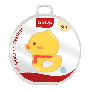 LuvLap Silicone Baby Teether for 3months+ Baby Teething and Chewing Toys for Babies with Hygienic Carrying case 3m+ BPA Free Duck (Multicolor)