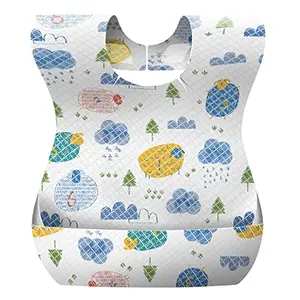 LuvLap Disposable Baby Bibs 20 Pack Soft Travel Bibs for Feeding Infant Babies Use and Throw Bibs Toddler Drool Burp Apron 3 Layer Absorbent Yet Waterproof bib with 3D Crumb Catcher