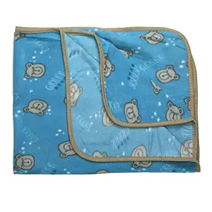 LuvLap Soft Flannel Baby Blanket 80cm x 100cm Sky Blue Bear