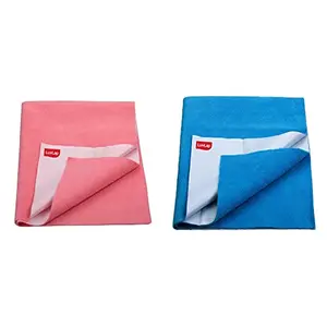 LuvLap Instadry Extra Absorbent Dry Sheet/Bed Protector - Salmon Rose 0m+ - Large 100 x 140cm & LuvLap Instadry Extra Absorbent Dry Sheet/Bed Protector - Royal Blue 0m+ - Large 100 x 140cm