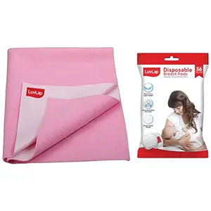 LuvLap Ultra Thin Honeycomb Nursing Breast Pads 36pcs Disposable High Absorbent Discreet Fit & Instadry Anti-Piling Fleece Extra Absorbent Quick Dry Sheet for Baby Pack of 1 Baby Pink