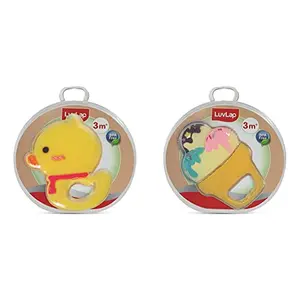 LuvLap Silicone Teether Yellow Duck 3m+ BPA Free & LuvLap Silicone Teether Ice Cream (Multicolour) 3m+ BPA Free