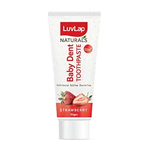 Luv Lap Naturals 100% Natural Baby Toothpaste 50g Strawberry Flavour SLS & Fluoride Free Kids Toothpaste Removes Plaque Prevents Bacteria Ensures White Teeth Neutral pH 12M+
