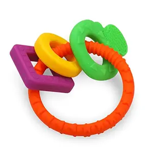 Luv Lap Baby Ring Shaped Teether Baby Teething Toy with Chewable Extensions Raised & Textured Surface for Soothing Sore Gums Easy Grip BPA Free 3 Months + (Multicolour)