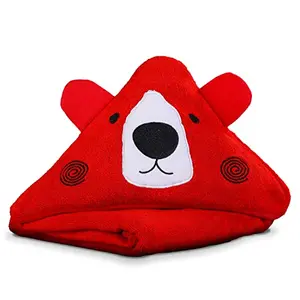 LuvLap Hooded Baby Bath Towel for New Born Super Soft Made with Super Soft and Highly Absorbent 100% Zero Twist Cotton Can be Used for Baby Swaddling (Red Bear)