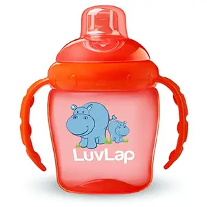 LuvLap Hippo Sipper 225ml - Orange (Plastic)