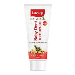 Luv Lap Naturals 100% Natural Baby Toothpaste 50g Bubble Fruit Flavour SLS & Fluoride Free Kids Toothpaste Removes Plaque Prevents Bacteria Ensures White Teeth Neutral pH 12M+