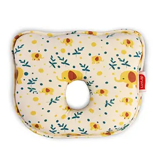 LuvLap Memory Foam Baby Head Shaping Pillow Baby Pillow for Preventing Flat Head Syndrome 25 cm X 21 cm X 4.2 cm 0m+ Bunny Shape Floral Print (Yellow)