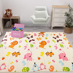 Luv Lap Jungle Time Double Sided Water Proof Baby Play Mat Reversible Play mats for Kids Baby Carpet for Crawling Baby Extra Large Size 6'5" x 4'10" (195.5cmx147cm) 0.3" (0.8cm)ThickMulticolor