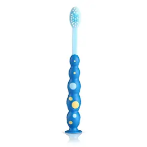 Luv Lap Bubbles Kids Manual Toothbrush with Soft Bristles BPA Free Suction Cup 33 tuft bristlesMulticolor Boys & Girls Toddler Toothbrush 18M+
