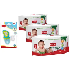 LuvLap Mositurising wipes for baby skin & LuvLap Silicone Food/Fruit Nibbler
