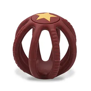 Luv Lap Baby Teether Toys for Baby Massage Gums & Soothe Teething Silicone Baby Teething Toy to Exercise Grasping & 3D Cognition 3 Month+ (Maroon)