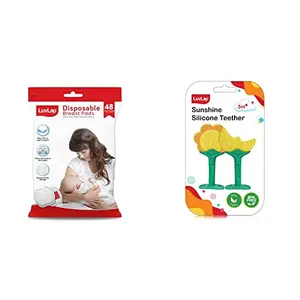 LuvLap Ultra Thin Honeycomb Nursing Breast Pads 48pcs Disposable High Absorbent Discreet Fit & LuvLap Sunshine teether