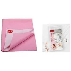 LuvLap Instadry Anti-Piling Fleece Small Size 100x140cm Pack of 1 Baby Pink & Muslin Cotton Cloth Premium Baby Washcloth Stars Balloons Print Pack of 6 Pcs
