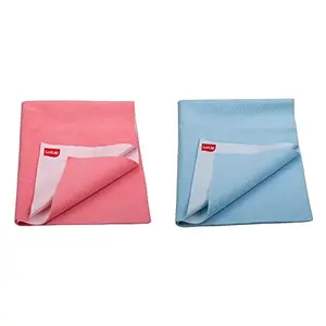 LuvLap Instadry Extra Absorbent Dry Sheet/Bed Protector - Salmon Rose 0m+ - Small 50 x 70cm & LuvLap Instadry Extra Absorbent Dry Sheet/Bed Protector - Sky Blue 0m+ - Small 50 x 70cm
