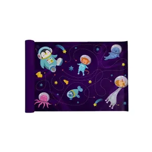Masu Living Cotton Velvet Hello Universe Kids Yoga Mat with Anti skid Rubber Base Multipurpose Mat With Elegant Design | Ideal for 0-10 years of age (Multicolor)