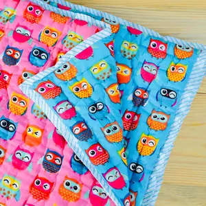 Masu Living Reversible Character Quilt- Wise Owl - Blue & Pink for 0-6 year old kids