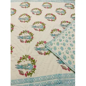 Masu Living Block Print Reversible Quilt- Year of Rabbit Ideal for upto 7 years age