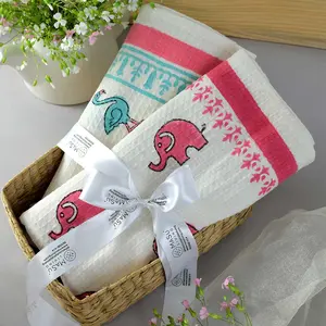 Masu Living Blue Flamingo & Pink Elephant Bath Towel | Quick Dry Super Absorbent - Set of 2