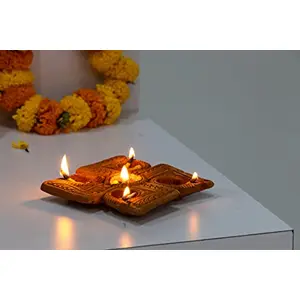 Karru Krafft SHUBH LABH Swastik Panch Diya for Pooja Decor Navaratri Decor Diwali Lighting Diwali Gifting Home Decor