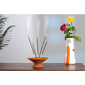 Karru Krafft Handcrafted Terracotta Padma (Lotus) Incense Stick/ Agarbatti Holder for Room Fragrance Pooja Decor Divine Natural Aroma