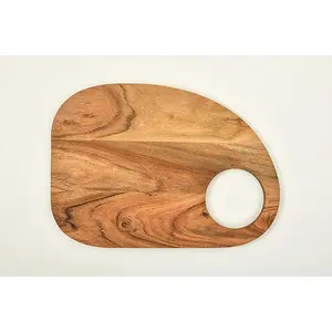 Abstract Kitchen Cutting Board - Juice Grooves with Easy-Grip Handles, Non-Porous, Dishwasher Safe